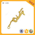 MC535 Gold color letter hang tag design,metal nameplate for clothing/bag